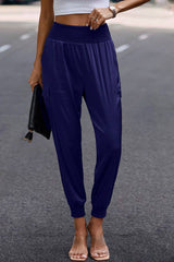 Elastic High Waist Sweatpants Sporty Pocket Pants - MVTFASHION.COM