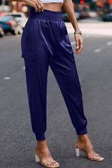 Elastic High Waist Sweatpants Sporty Pocket Pants - MVTFASHION.COM