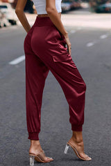 Elastic High Waist Sweatpants Sporty Pocket Pants - MVTFASHION.COM