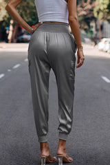 Elastic High Waist Sweatpants Sporty Pocket Pants - MVTFASHION.COM