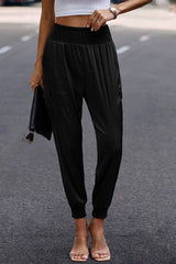 Elastic High Waist Sweatpants Sporty Pocket Pants - MVTFASHION.COM