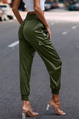 Elastic High Waist Sweatpants Sporty Pocket Pants - MVTFASHION.COM