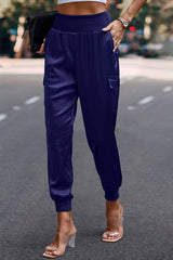 Elastic High Waist Sweatpants Sporty Pocket Pants - MVTFASHION.COM