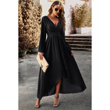 Elegant Deep V High Waist Tunics Long A line Dress - MVTFASHION