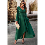 Elegant Deep V High Waist Tunics Long A line Dress - MVTFASHION