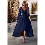 Elegant Deep V High Waist Tunics Long A line Dress - MVTFASHION