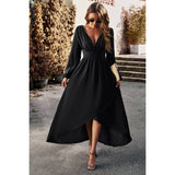 Elegant Deep V High Waist Tunics Long A line Dress - MVTFASHION