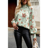 Elegant Floral Bandage Half A Turtleneck Tops - MVTFASHION