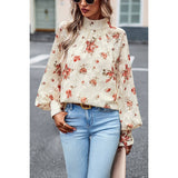 Elegant Floral Bandage Half A Turtleneck Tops - MVTFASHION