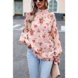 Elegant Floral Bandage Half A Turtleneck Tops - MVTFASHION