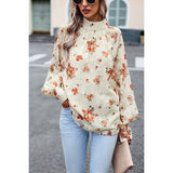 Elegant Floral Bandage Half A Turtleneck Tops - MVTFASHION