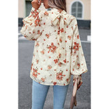 Elegant Floral Bandage Half A Turtleneck Tops - MVTFASHION