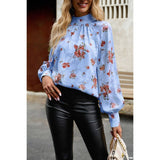 Elegant Floral Bandage Half A Turtleneck Tops - MVTFASHION