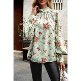 Elegant Floral Bandage Half A Turtleneck Tops - MVTFASHION