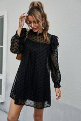 Elegant Polka Dot Ruffle Dress - MVTFASHION