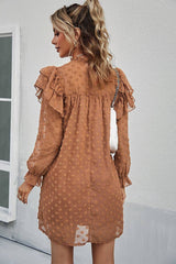 Elegant Polka Dot Ruffle Dress - MVTFASHION