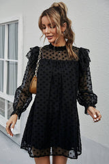 Elegant Polka Dot Ruffle Dress - MVTFASHION