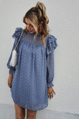 Elegant Polka Dot Ruffle Dress - MVTFASHION