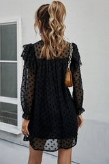 Elegant Polka Dot Ruffle Dress - MVTFASHION