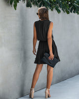 Elegant V-Neck Ruffle Trim Short Dress - MVTFASHION