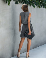 Elegant V-Neck Ruffle Trim Short Dress - MVTFASHION