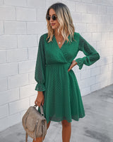 Elegant V Neck Wrap Dress - MVTFASHION