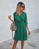 Elegant V Neck Wrap Dress - MVTFASHION