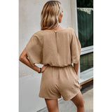 Enchanted V-Neck Belted Romper - MVTFASHION