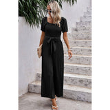 Enchanting Pleated Hem Belted Dream Jumpsuit - MVTFASHION