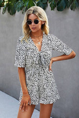 Enchanting Polka Dot V Neck Romper: Embrace Effortless Elegance! - MVTFASHION