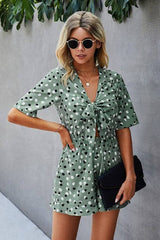 Enchanting Polka Dot V Neck Romper: Embrace Effortless Elegance! - MVTFASHION