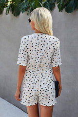 Enchanting Polka Dot V Neck Romper: Embrace Effortless Elegance! - MVTFASHION