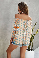 Feminine Graphic Off Shoulder Top - MVTFASHION