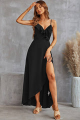 Feminine V-Neck Maxi Dress - MVTFASHION