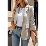 Fit Button Open Front Long Sleeve Solid Blazer - MVTFASHION