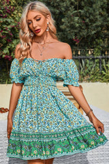 Floral Bliss Off Shoulder Dress - MVTFASHION