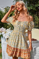 Floral Bliss Off Shoulder Dress - MVTFASHION