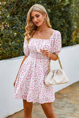 Floral Charm Square Neck Dress - MVTFASHION