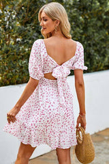 Floral Charm Square Neck Dress - MVTFASHION