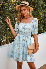 Floral Charm Square Neck Dress - MVTFASHION