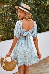 Floral Charm Square Neck Dress - MVTFASHION