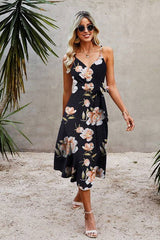 Floral Dream V Neck Midi Dress - MVTFASHION