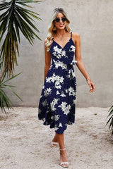 Floral Dream V Neck Midi Dress - MVTFASHION