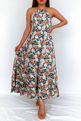 Floral Elegance Halter Maxi Dress - MVTFASHION