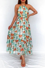 Floral Elegance Halter Maxi Dress - MVTFASHION