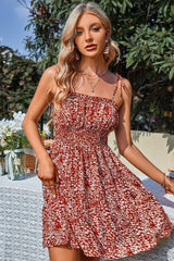 Floral Empire Tie-Strap Dress - MVTFASHION