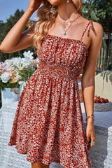 Floral Empire Tie-Strap Dress - MVTFASHION