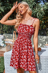 Floral Empire Tie-Strap Dress - MVTFASHION