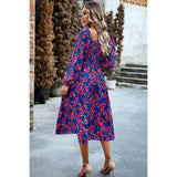 Floral High Elastic Waist Square Neck Pocket Dress - MVTFASHION