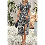 Floral Print Belt Knot Sleeve Hem Lace Belt Knot Dress - MVTFASHION